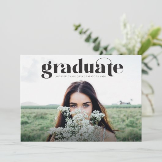 モダン卒業写真の完全卒業の発表 案内状 (スタンド正面)