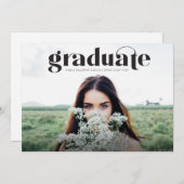 モダン卒業写真の完全卒業の発表 案内状 (正面/裏面)