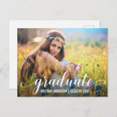 モダン卒業写真の発表 インビテーションポストカード (正面/裏面)