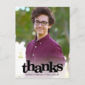 モダン卒業写真はっきりしたタイポグラフィ感謝していユー ポストカード (正面)
