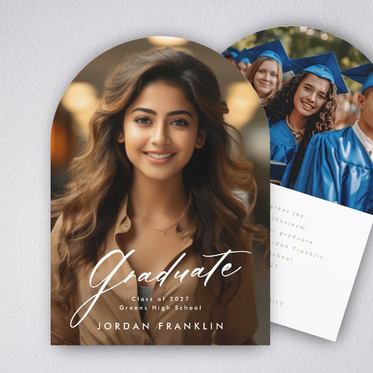 モダン卒業写真アーチ卒業発表 招待状