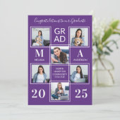 モダン卒業写真コラージュ紫 案内状 (スタンド正面)