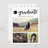 モダン卒業写真コラージュ インビテーションポストカード (正面/裏面)