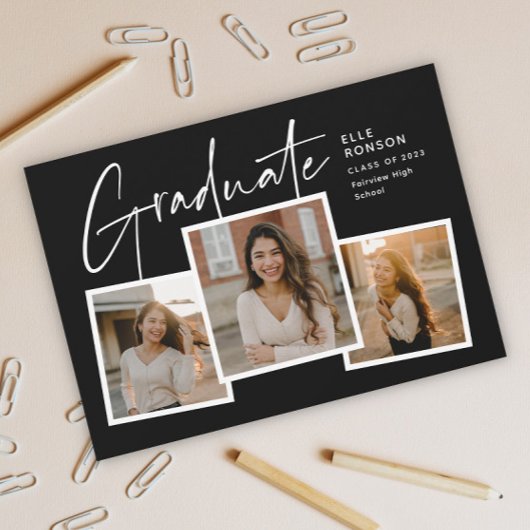 モダン卒業写真コラージュ ポストカード