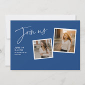 モダン卒業写真コラージュ 招待状 (裏面)