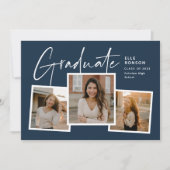 モダン卒業写真コラージュ 招待状 (正面)
