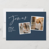 モダン卒業写真コラージュ 招待状 (裏面)