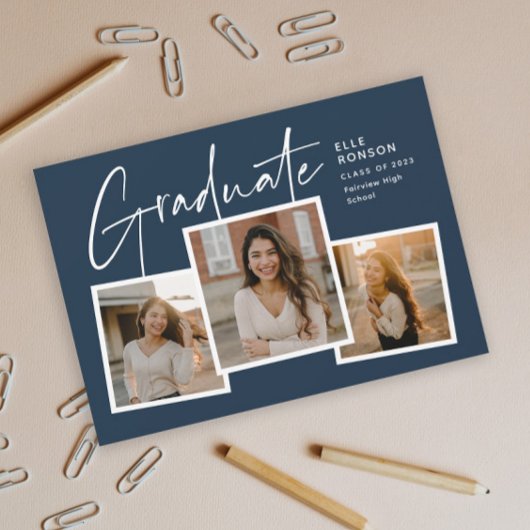 モダン卒業写真コラージュ 招待状