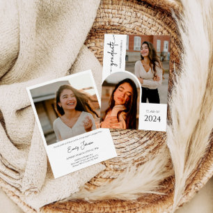 モダン卒業写真コラージュ 招待状