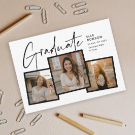 モダン卒業写真コラージュ 招待状