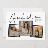 モダン卒業写真コラージュ 招待状 (正面)