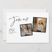 モダン卒業写真コラージュ 招待状 (裏面)