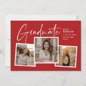 モダン卒業写真コラージュ 招待状 (正面)