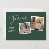 モダン卒業写真コラージュ 招待状 (裏面)