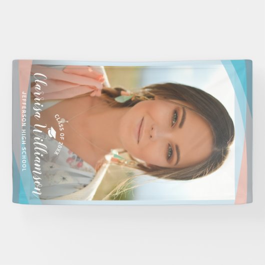 モダン卒業写真スタイリッシュ額卒業会 横断幕 (横)