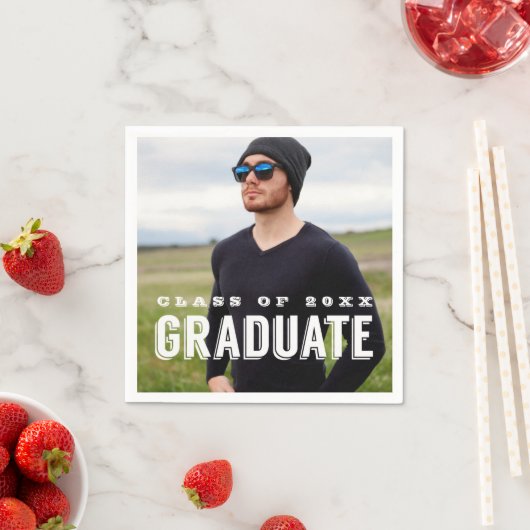 モダン卒業写真パーソナライズされた卒業 スタンダードカクテルナプキン (インサイチュ)
