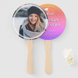 モダン卒業写真ピンクパープル卒業 ハンドファン