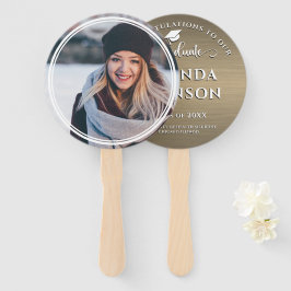 モダン卒業写真メタリックブラウン ハンドファン