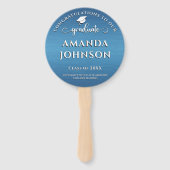 モダン卒業写真メタリックブルー卒業 ハンドファン (裏面)