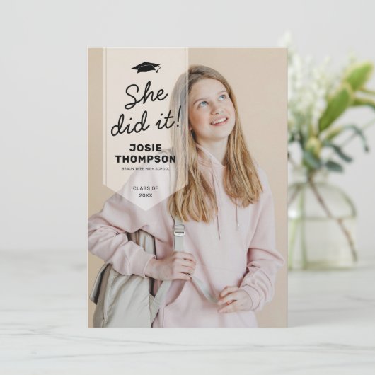 モダン卒業写真卒業 案内状 (スタンド正面)