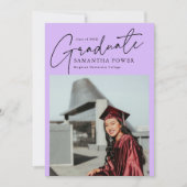 モダン卒業写真幾何学紫色 案内状 (正面)