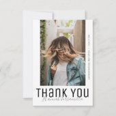 モダン卒業写真感謝していタイポグラフィ サンキューカード (正面)
