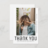 モダン卒業写真感謝していタイポグラフィ サンキューカード (正面/裏面)