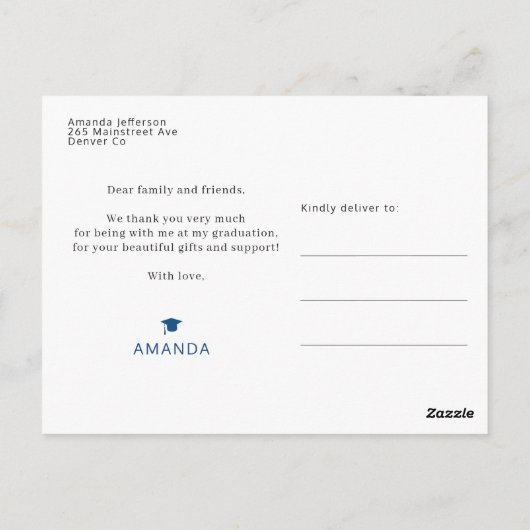 モダン卒業写真感謝してい卒後 ポストカード (裏面)