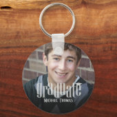 モダン卒業写真記念テンプレート キーホルダー (正面)