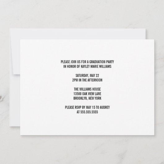 モダン卒業写真黒文字卒業会 招待状 (裏面)