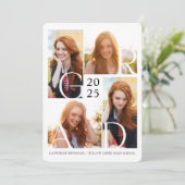 モダン卒業写真4枚シンプル卒業 招待状 (スタンド正面)