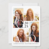 モダン卒業写真4枚シンプル卒業 招待状 (正面)