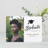 モダン卒業写真 | スクリプトエレガント 招待状 (スタンド正面)