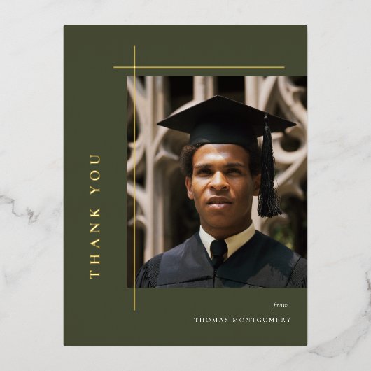 モダン卒業写真 箔招待状ポストカード (正面)