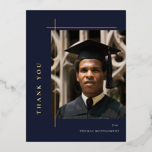 モダン卒業写真 箔招待状ポストカード (正面)