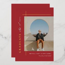 モダン卒業写真 箔招待状