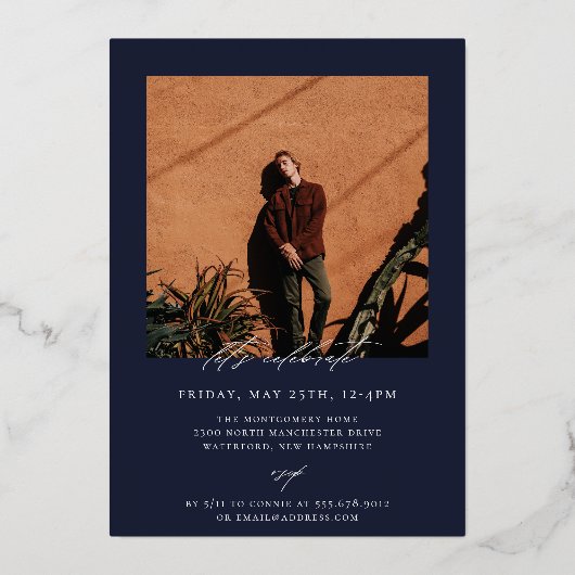 モダン卒業写真 箔招待状 (裏面)