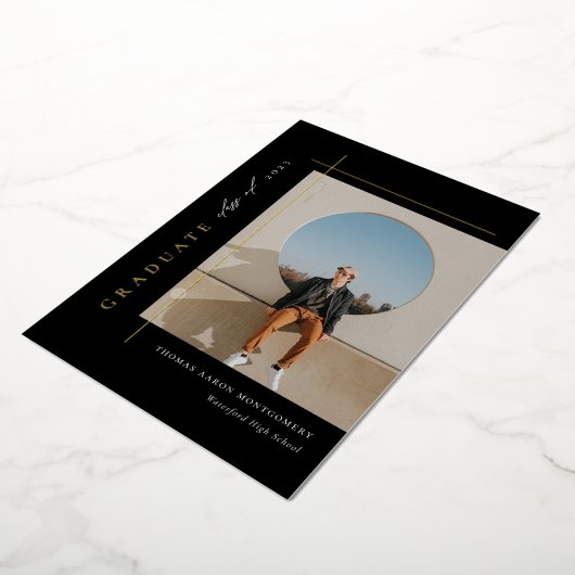 モダン卒業写真 箔招待状 (回転した状態)