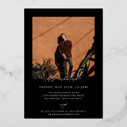 モダン卒業写真 箔招待状 (裏面)