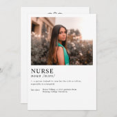 モダン卒業写真RNナース卒業パーティー 招待状 (正面/裏面)