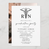モダン卒業写真RNナース卒業パーティー 招待状 (正面/裏面)