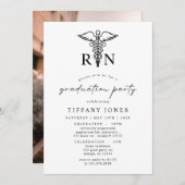 モダン卒業写真RNナース卒業パーティー 招待状 (正面/裏面)