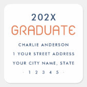 モダン卒業差出人住所 スクエアシール (正面)