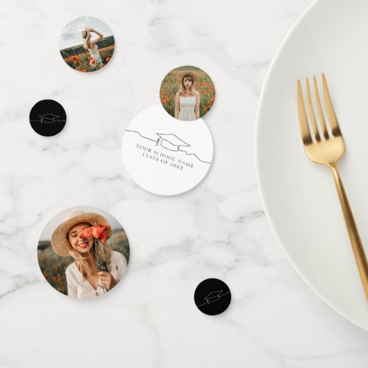 モダン卒業式キャップラインアートフォト コンフェッティ (グループ)