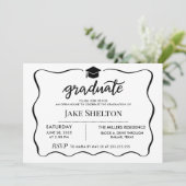 モダン卒業式ハットオープンハウス 招待状 (スタンド正面)