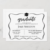 モダン卒業式ハットオープンハウス 招待状 (正面/裏面)