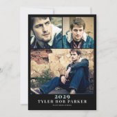 モダン卒業式ミニマル3写真のお知らせ 招待状 (正面)