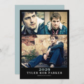 モダン卒業式ミニマル3写真のお知らせ 招待状 (正面/裏面)