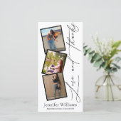 モダン卒業式3名フォトブーススタイリッシュ サンキューカード (スタンド正面)