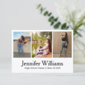 モダン卒業式3枚フォトコラージュミニマル サンキューカード (スタンド正面)